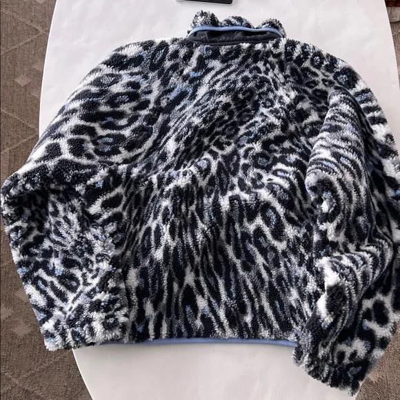 FP Movement by Free People Black, White & Blue Leopard Print Fleece Jacket - Picture 6 of 9